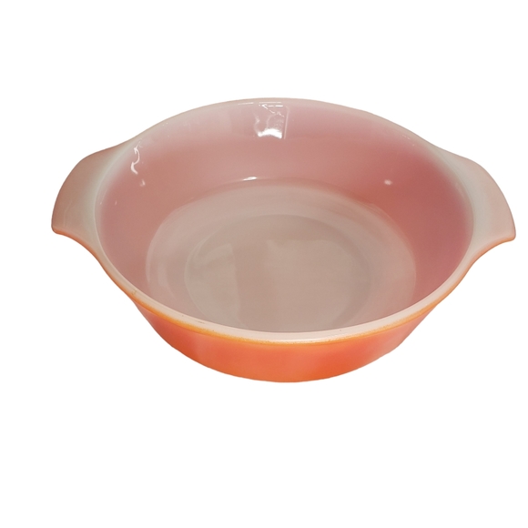 Vintage Retro Anchor Hocking Fire King Orange Red Flame Casserole bowl - Picture 2 of 4